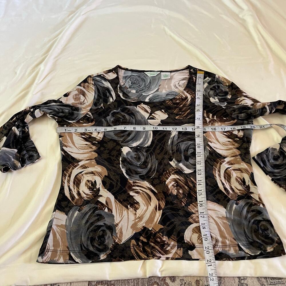 Dark Floral Square Neck Top Sz M Petite Gold Whimsygoth Fairy Grunge Y2K 2000s - Picture 7 of 7